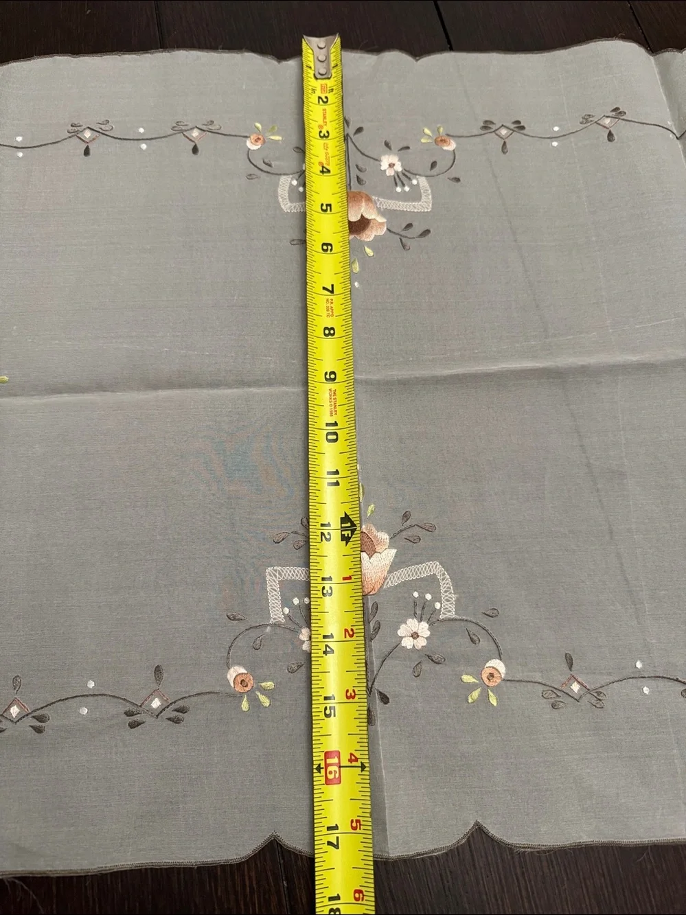Beautiful Embroidered Floral sheer Table Runner in Beige and brown tones